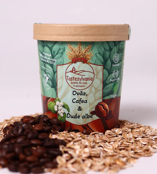 Terci de Ovăz cu Dude și Cafea, Mic Dejun Sănătos cu Fulgii de Ovăz, Dude Albe și Aroma de Cafea 70g